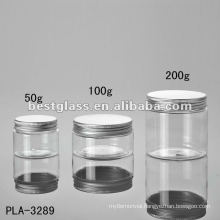 50g, 100g, 200g jar, cosmetic jar, plastic jar, with aluminum cap, accept OEM